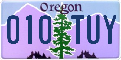 OR license plate 010TUY