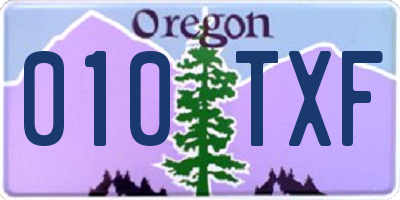 OR license plate 010TXF