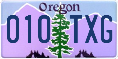 OR license plate 010TXG