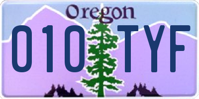 OR license plate 010TYF