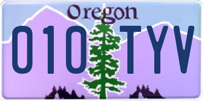 OR license plate 010TYV