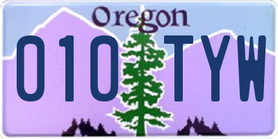 OR license plate 010TYW