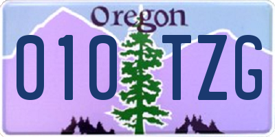 OR license plate 010TZG