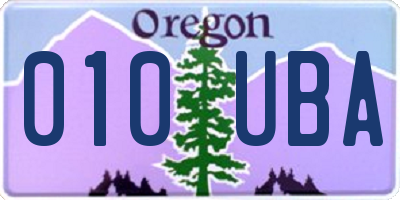 OR license plate 010UBA