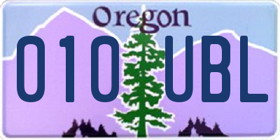 OR license plate 010UBL