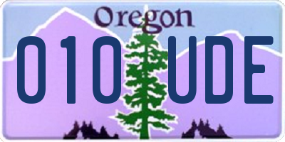 OR license plate 010UDE