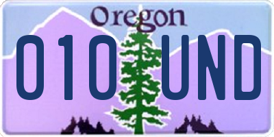 OR license plate 010UND