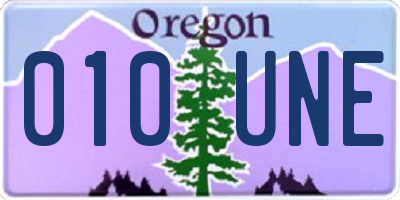 OR license plate 010UNE