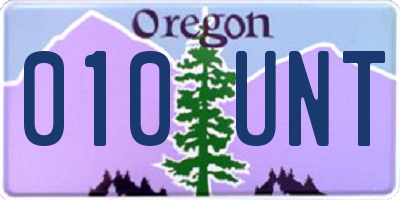 OR license plate 010UNT