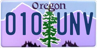 OR license plate 010UNV
