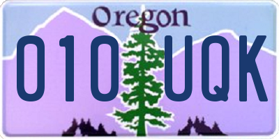 OR license plate 010UQK