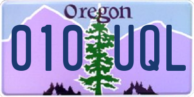 OR license plate 010UQL