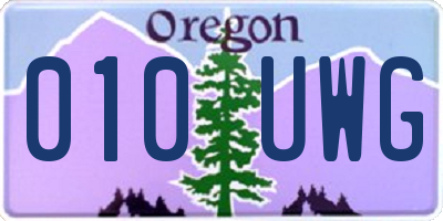 OR license plate 010UWG