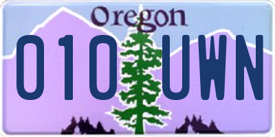 OR license plate 010UWN