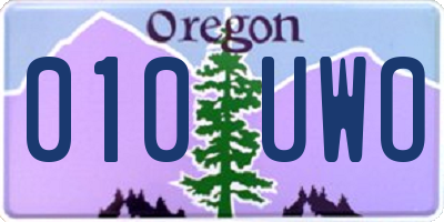OR license plate 010UWO