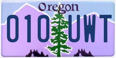 OR license plate 010UWT