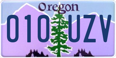 OR license plate 010UZV