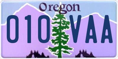 OR license plate 010VAA