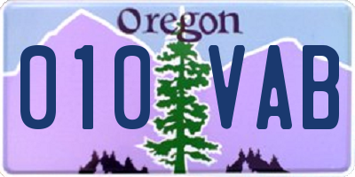 OR license plate 010VAB