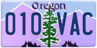 OR license plate 010VAC