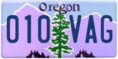 OR license plate 010VAG