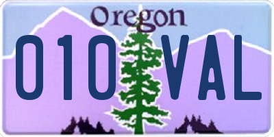 OR license plate 010VAL