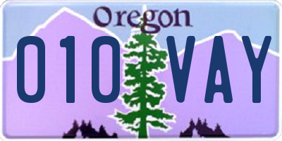 OR license plate 010VAY