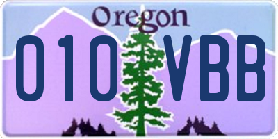OR license plate 010VBB