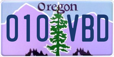 OR license plate 010VBD