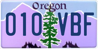 OR license plate 010VBF