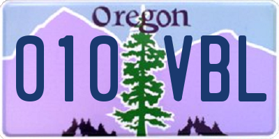 OR license plate 010VBL