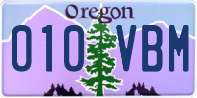 OR license plate 010VBM
