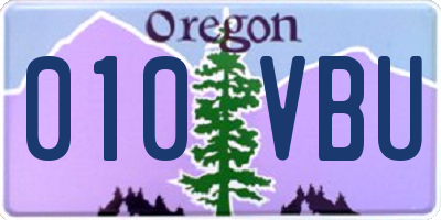 OR license plate 010VBU