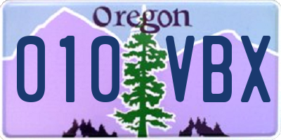 OR license plate 010VBX