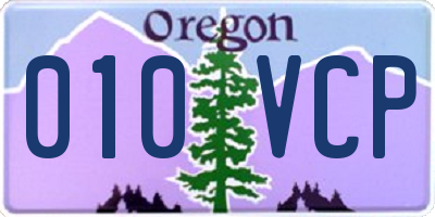 OR license plate 010VCP