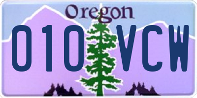 OR license plate 010VCW
