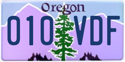 OR license plate 010VDF