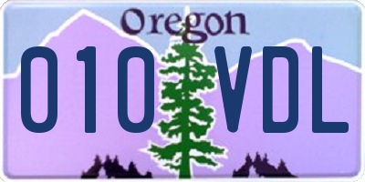 OR license plate 010VDL