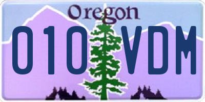 OR license plate 010VDM