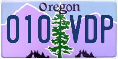 OR license plate 010VDP