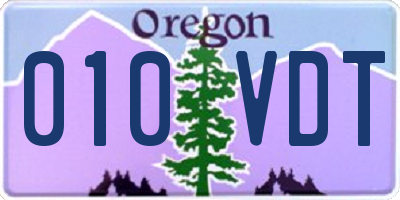 OR license plate 010VDT