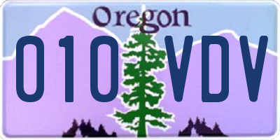 OR license plate 010VDV