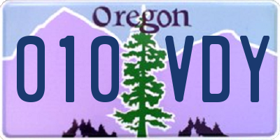 OR license plate 010VDY