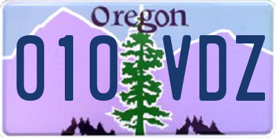 OR license plate 010VDZ