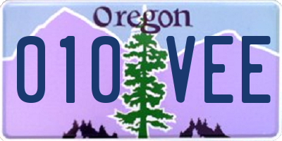 OR license plate 010VEE