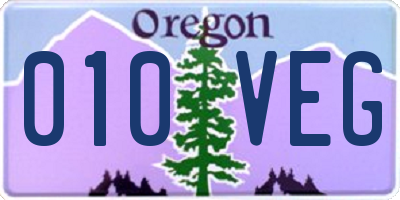 OR license plate 010VEG