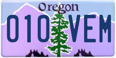 OR license plate 010VEM