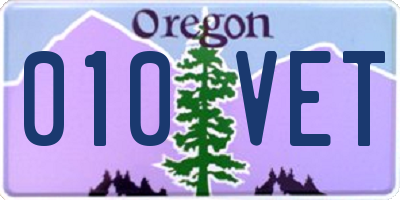 OR license plate 010VET