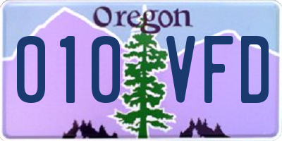 OR license plate 010VFD