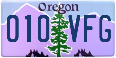 OR license plate 010VFG